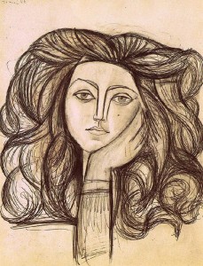 (1946) Portrait de Francoise Gilot. Lapiz sobre papel. Musee Picasso, Paris.